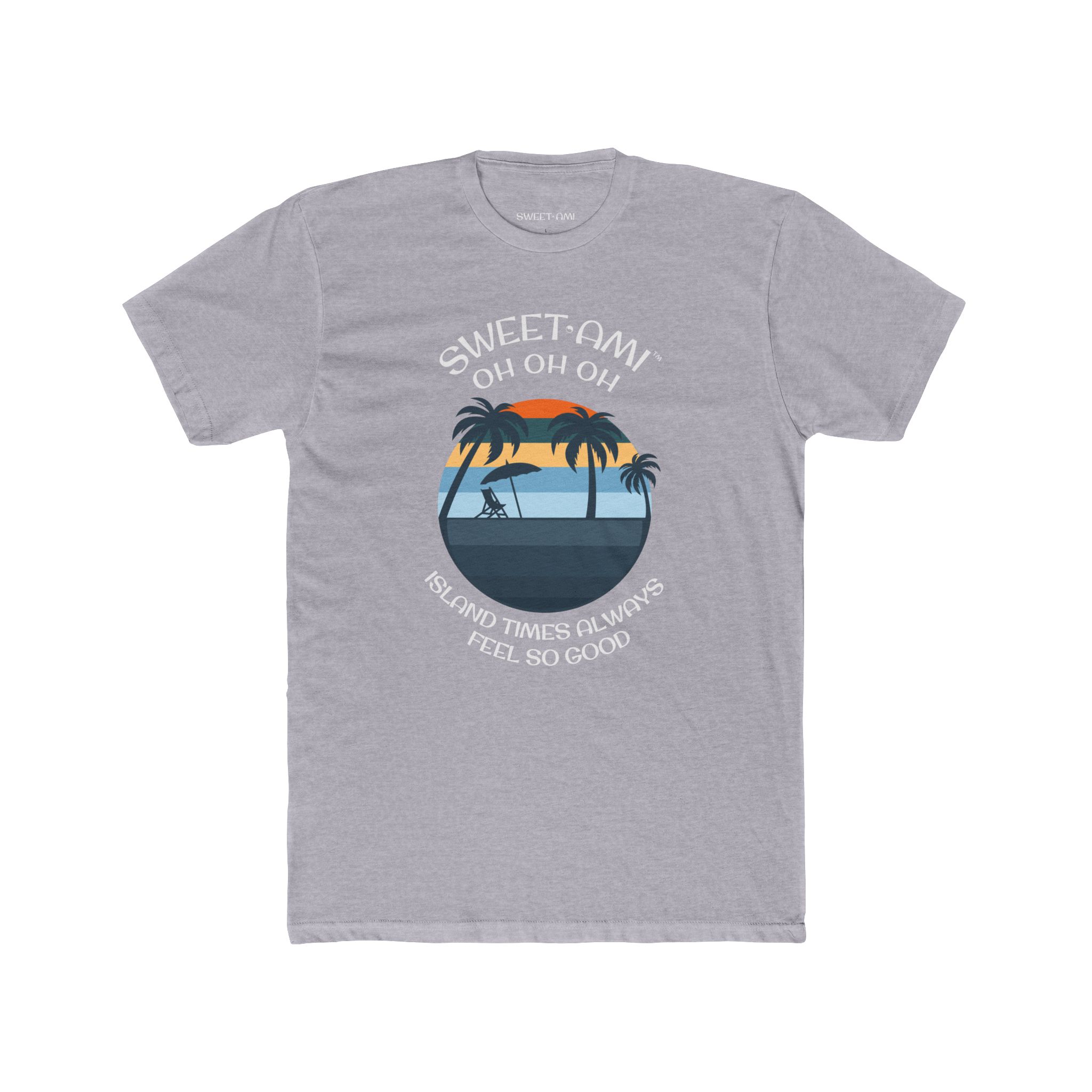 SWEET AMI Island Times Palm Tree Cotton Crew Tee