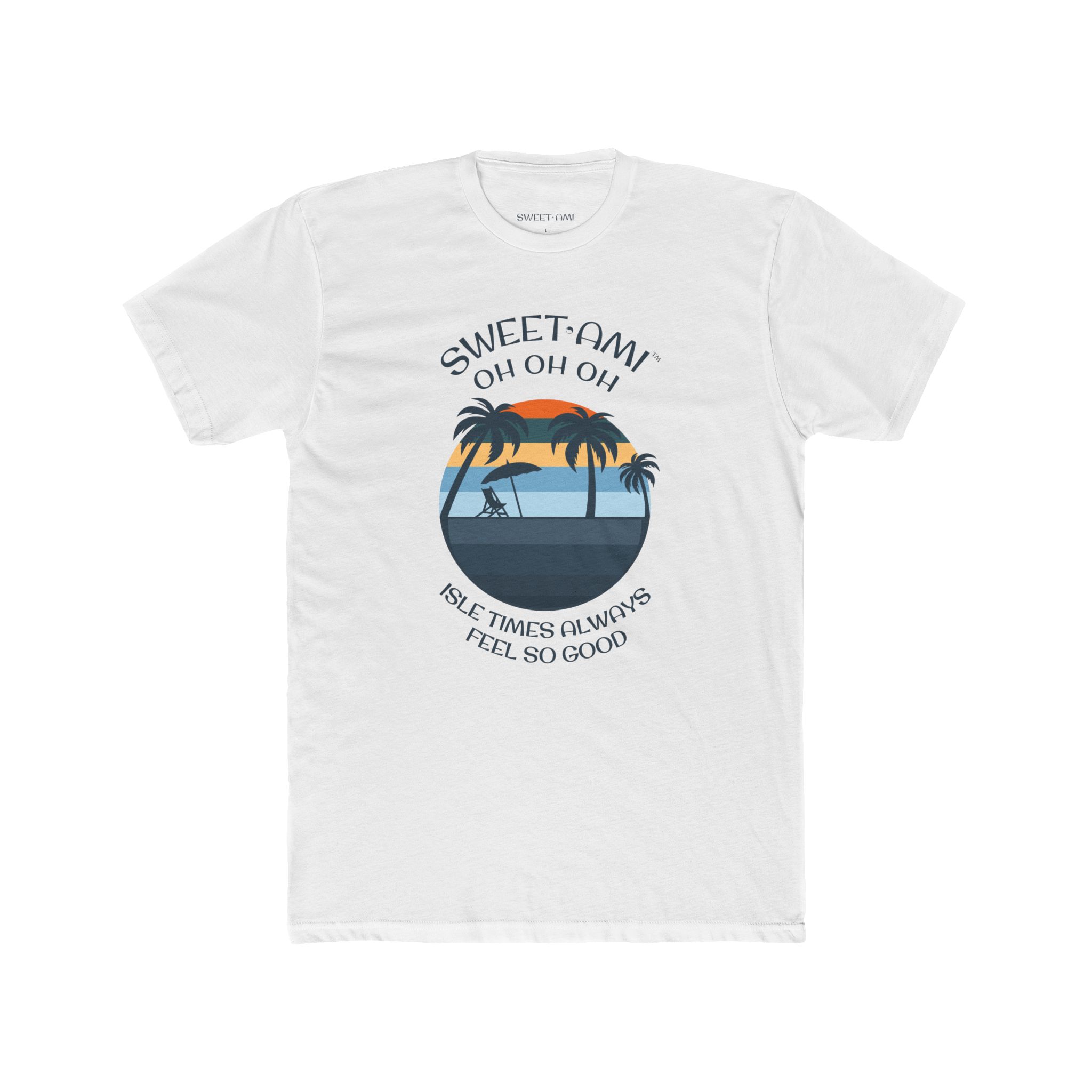 SWEET AMI Isle Times Palm Tree Cotton Crew Tee