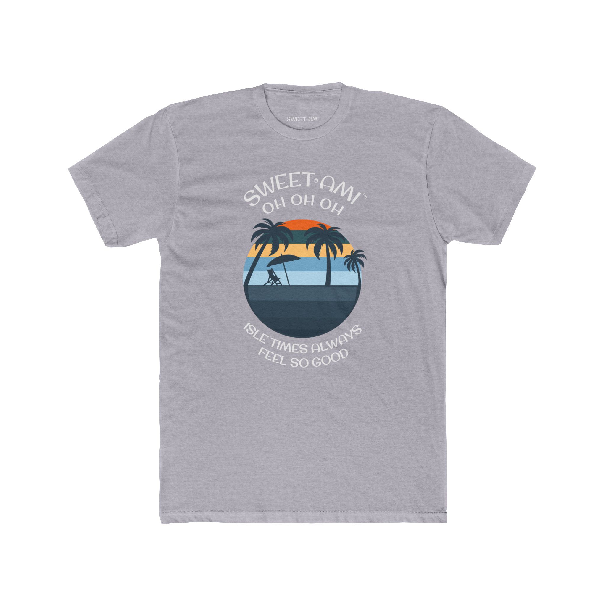SWEET AMI Isle Times Palm Tree Cotton Crew Tee