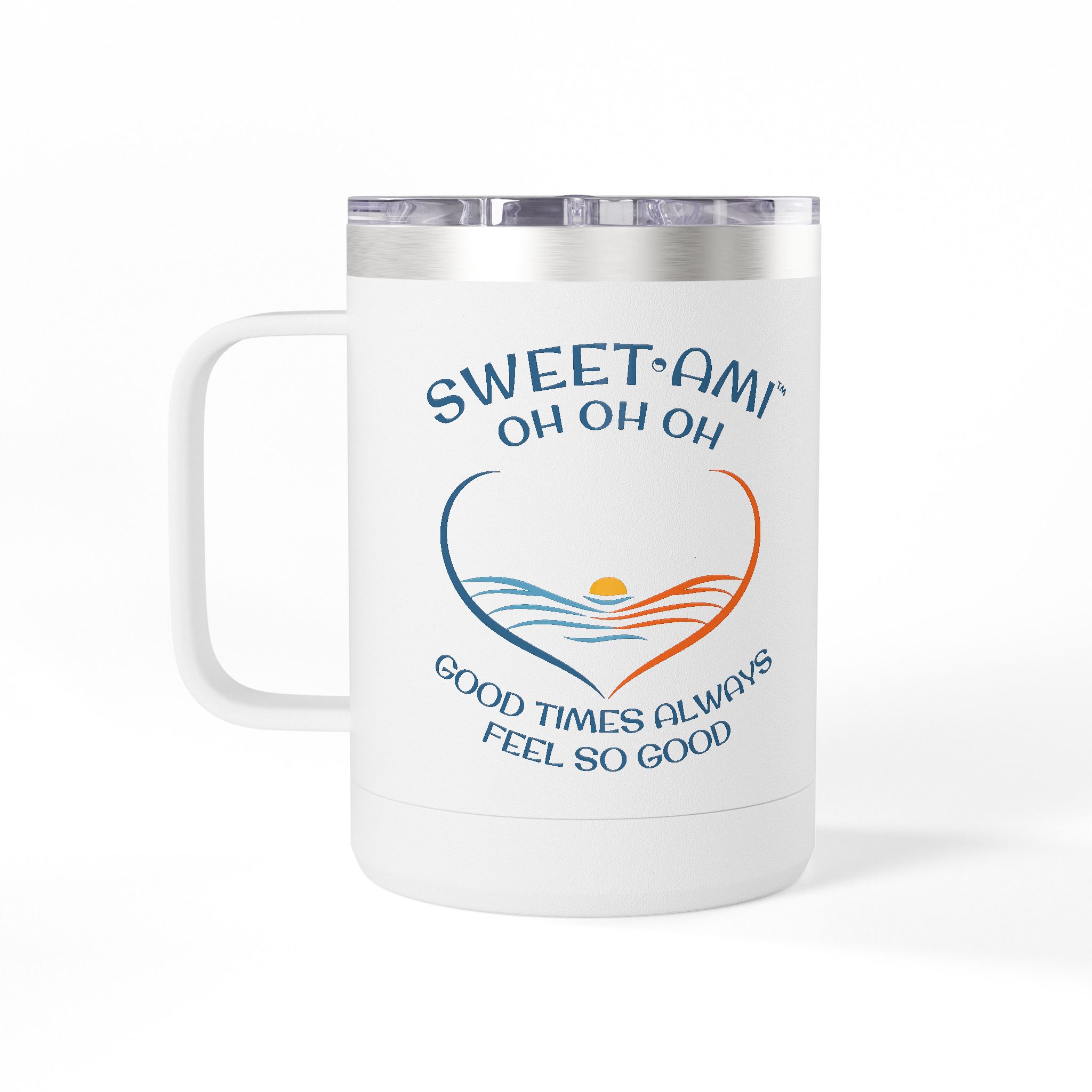 SWEET AMI Good Times Heart Coffee Mug Tumbler, 15oz